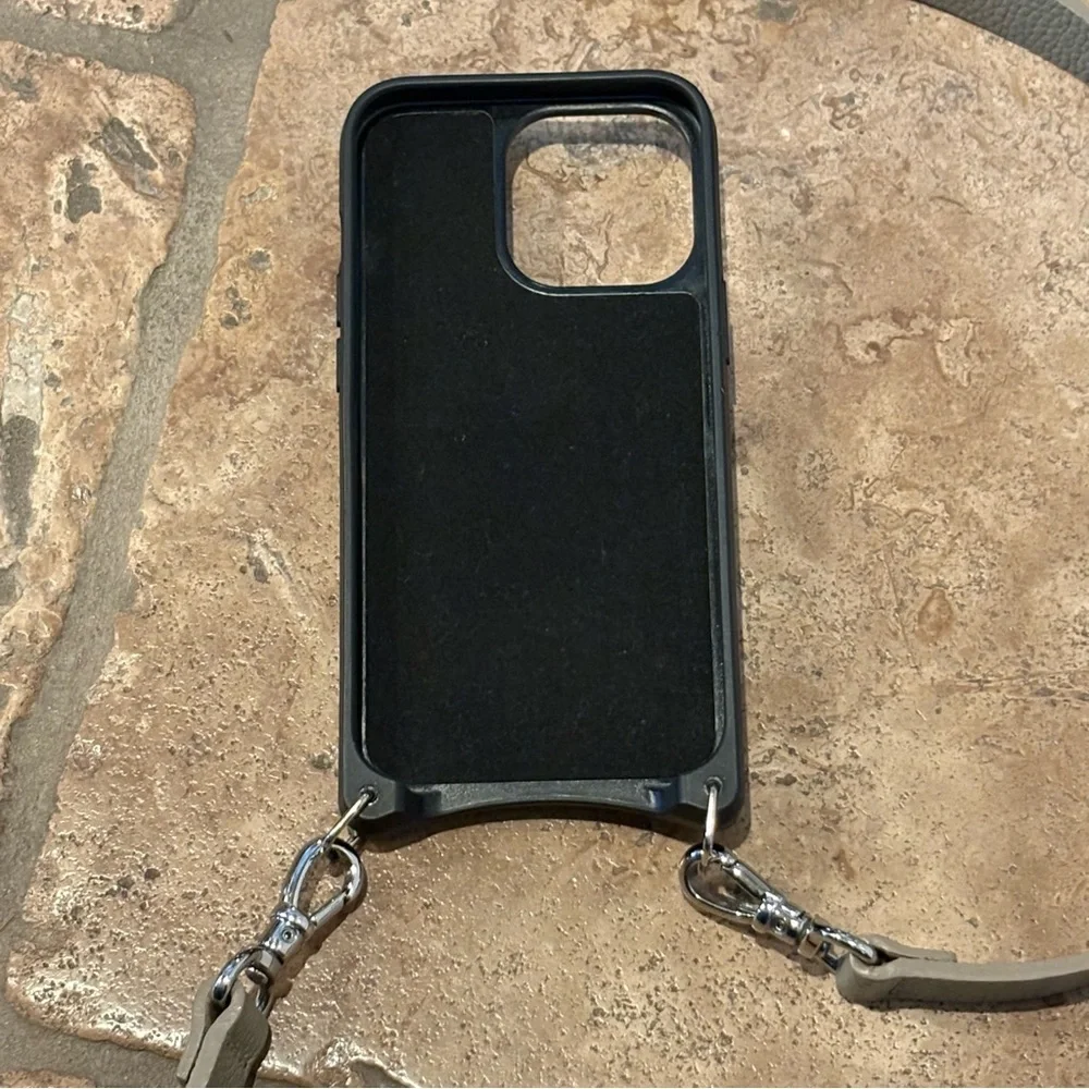 BANDOLIER Taupe Leather Crossbody Phone Case & Strap IPhone 13 Pro